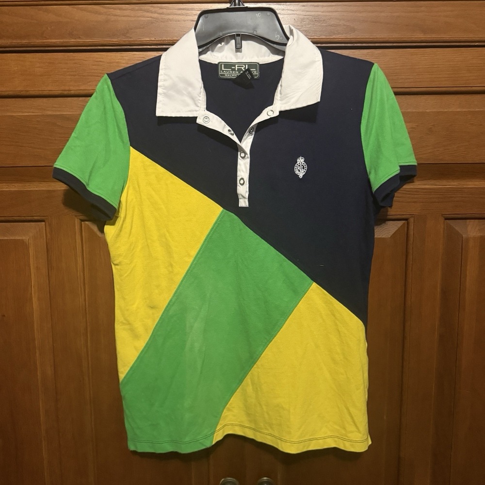 Ralph Lauren RLX Active Womens Polo Shirt Snap Golf Tailored Fit Size M EUC